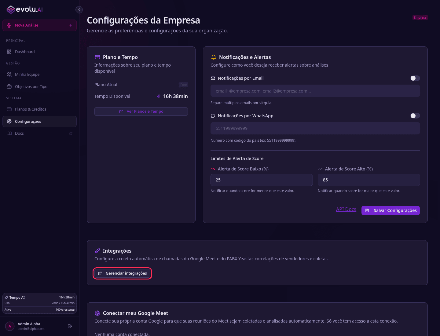Configurações